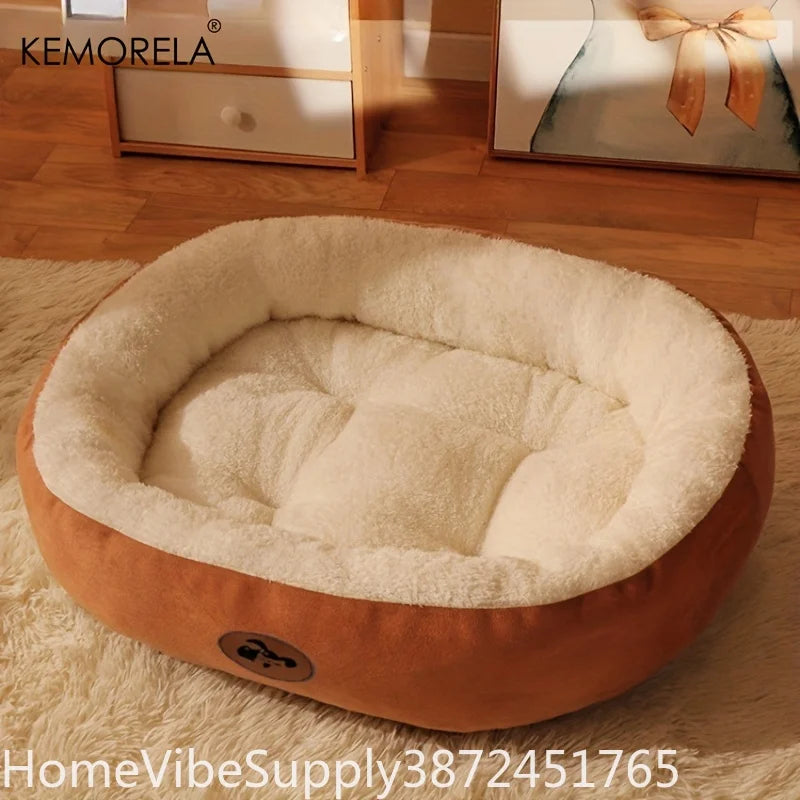 Plush Oval Pet Bed Thickened Machine‑Washable All‑Season Rest Cushion Soft Sleep Mat For Small Medium Large Dogs Cats Household Pet Supply
