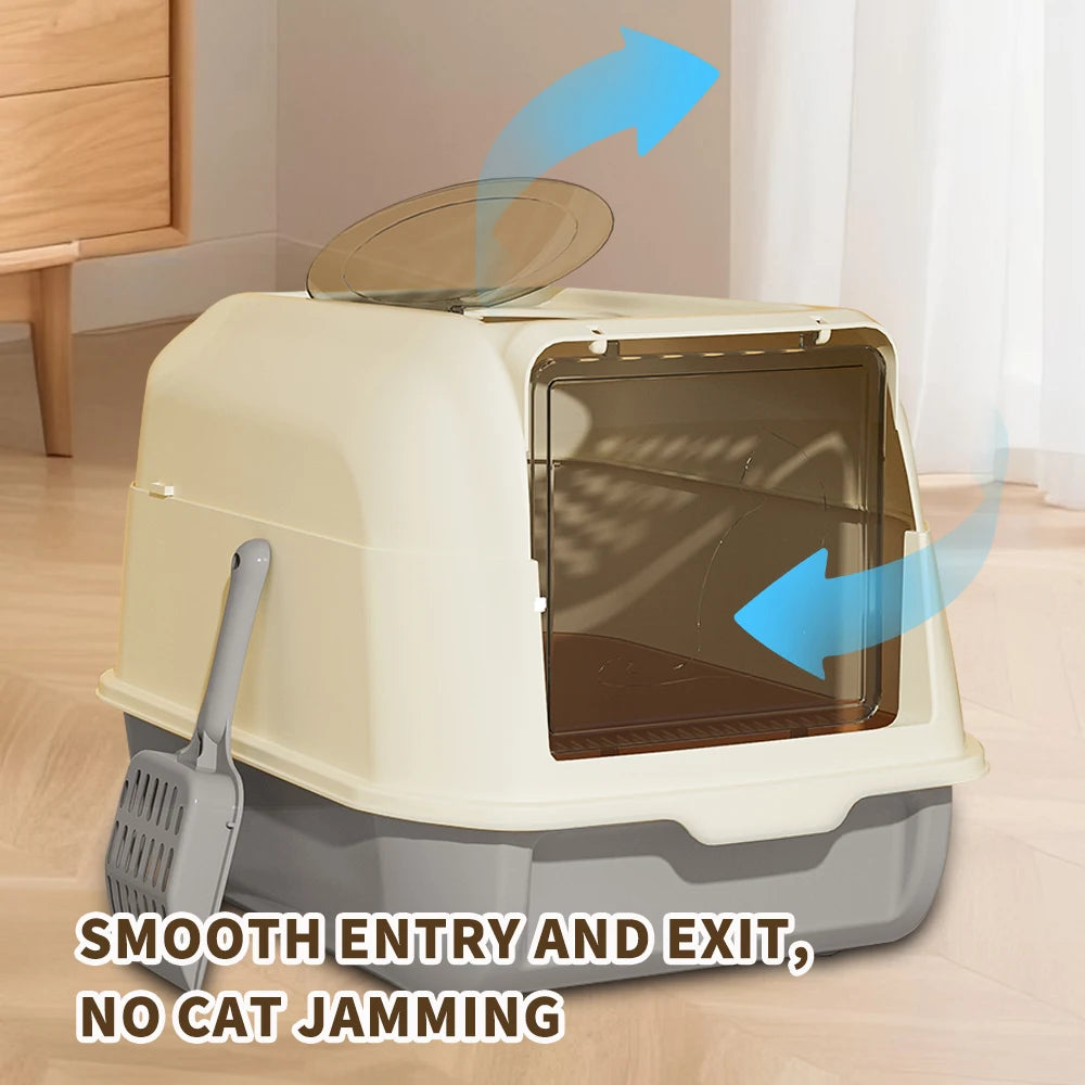 Double-Door Enclosed Pet Cat Litter Box With Filter Design Large-Angle Flip Cover Removable Easy To Clean Cat Litter Toilet