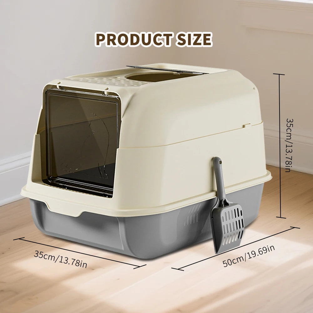 Double-Door Enclosed Pet Cat Litter Box With Filter Design Large-Angle Flip Cover Removable Easy To Clean Cat Litter Toilet