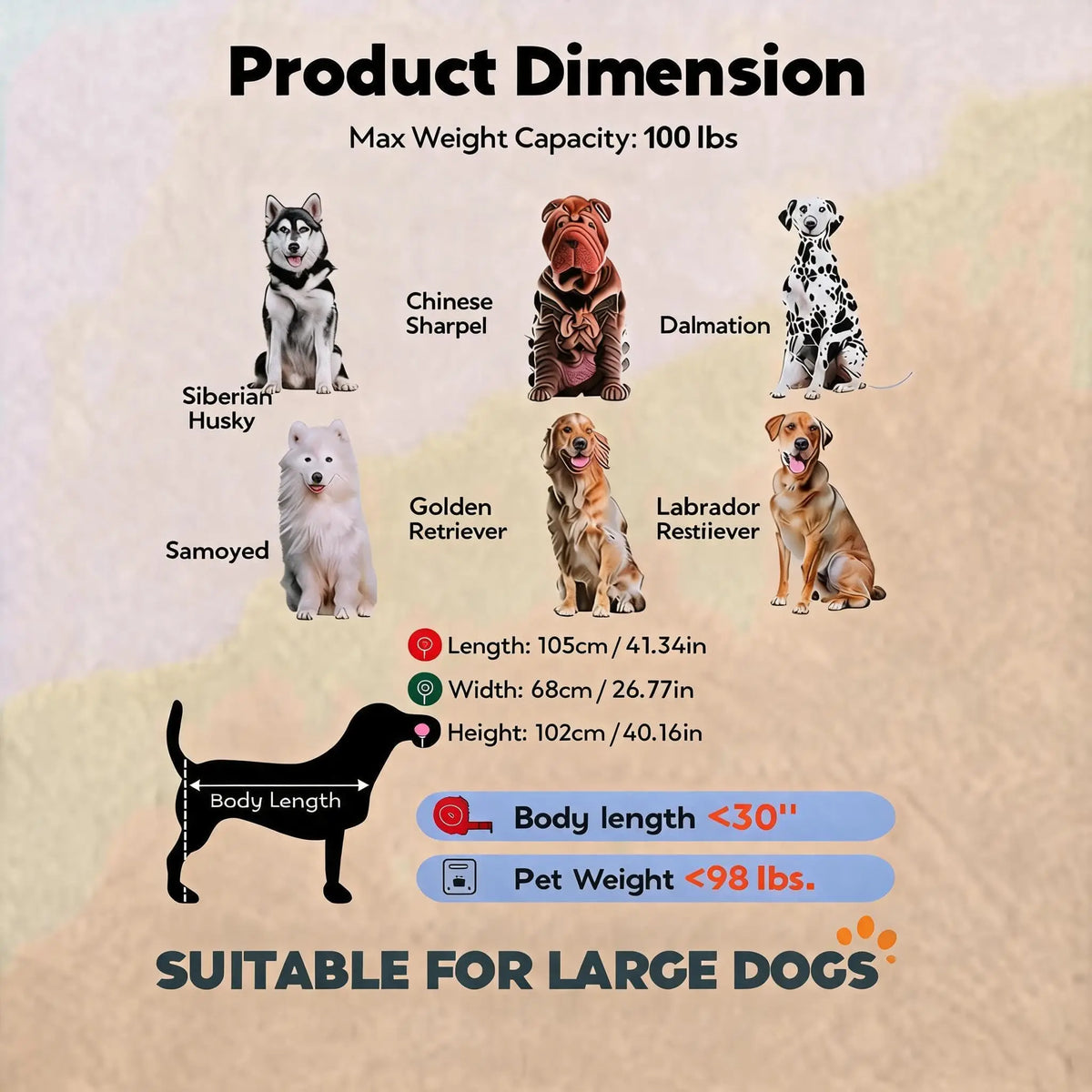 Dog Stroller for Large and Medium Dogs, Easy-Fold Dual Entry Pet Wagon with One-Foot Brake, All-Terrain Cart with Air Mesh, Holds Pets Up to 100 Lbs