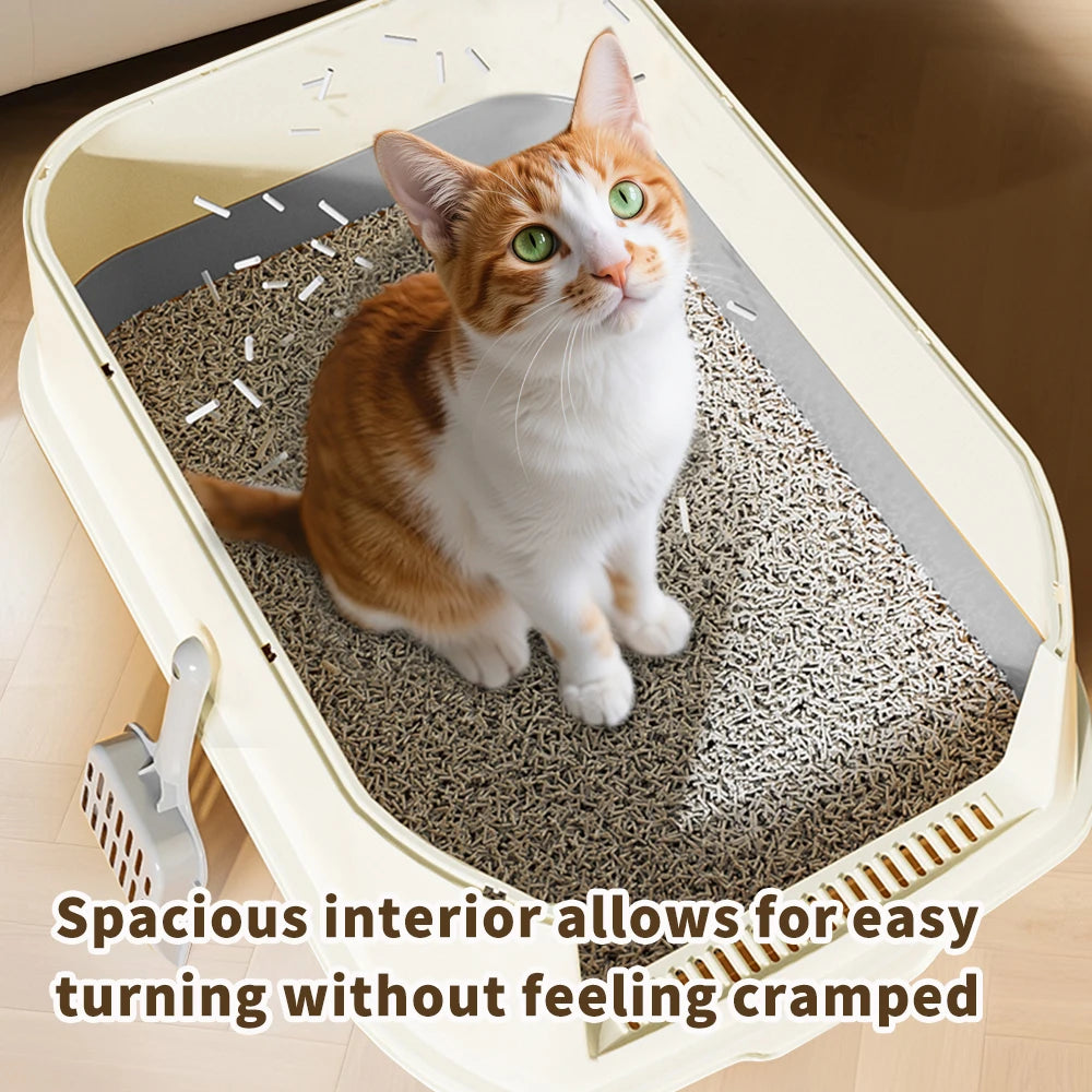 Double-Door Enclosed Pet Cat Litter Box With Filter Design Large-Angle Flip Cover Removable Easy To Clean Cat Litter Toilet