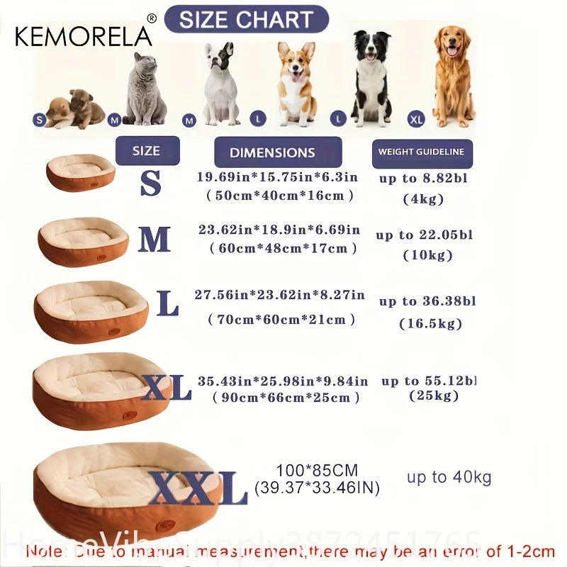 Plush Oval Pet Bed Thickened Machine‑Washable All‑Season Rest Cushion Soft Sleep Mat For Small Medium Large Dogs Cats Household Pet Supply